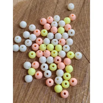 Korálek Plastové korálky 6 mm 100 ks pastelový mix žlutý