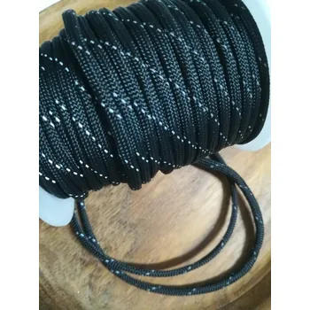 Padáková šňůra Ø4 mm s reflexní nití černá