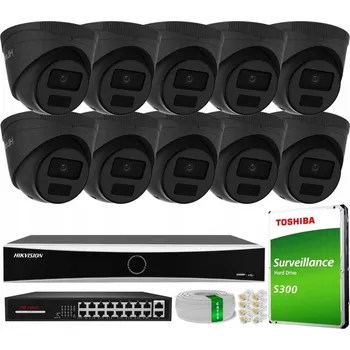 Bezpečnostní kamera Sada IP PoE monitoringu IPC-T241H-C ČERNÁ 4MPx a rekordér DS-7616NXI-K2