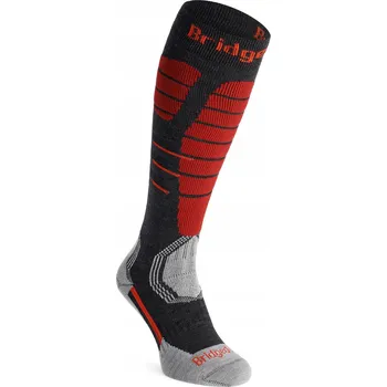 Pánské ponožky Lyžařské Ponožky Bridgedale Ski Easy On - graphite/red 36-39