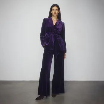 Dámské kalhoty Reserved - Kalhoty se širokými nohavicemi - tmavě fialová - 7580D-49X - 7580D-49X-XS