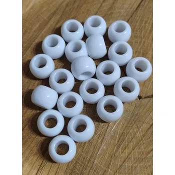 Korálek Plastové korálky s velkým průvlekem 10 ks 11x14 mm barva bílá