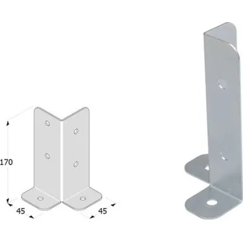 Tesařské kování DOMAX PSB šroubovací patka sloupku Žárový zinek (ZNO) PSB 45 - 45 x 45 x 170 x 2 mm (4 ks)