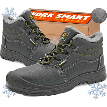 Pracovní obuv ZIMNÍ PRACOVNÍ OBUV KOTNÍKOVÁ BEZ OCELOVÉ ŠPIČKY ZATEPLENÉ BOTY S KOŽÍŠKEM BOZP 01 40