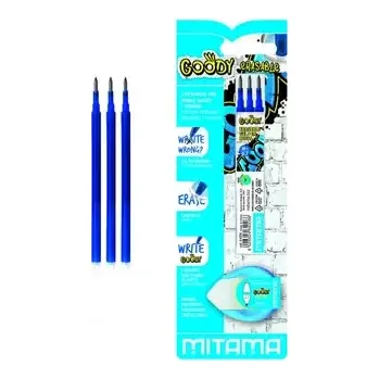 MITAMA Náhradní náplně+guma pro pero GOODY modré/0.7mm (3ks) (MT28088)