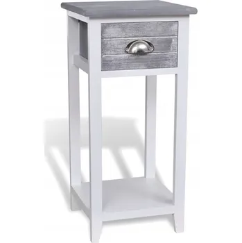 Noční stolek VidaXL 242038 Noční stolek se zásuvkou 30x30x63 cm šedobílý