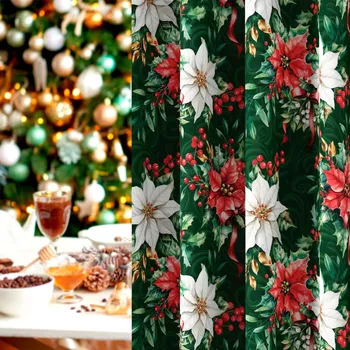 Dekorační látka Vánoční růže - zelená bez obšití 160