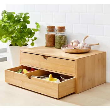 Úložný box Die moderne Hausfrau Bambusový kuchyňský organizér se 2 zásuvkami 670606