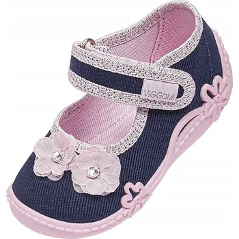 Dívčí bačkory Viggami dětské papuče na suchý zip modré, velikost 23