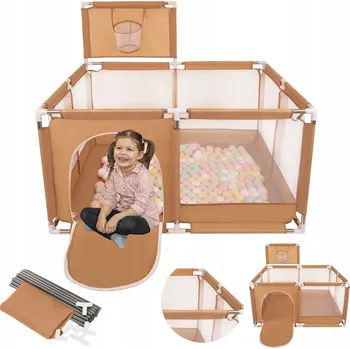 Dětská ohrádka HRACÍ OHRÁDKA S KOŠEM SUCHÝ BAZÉN PRO DĚTI + 200 MÍČKŮ