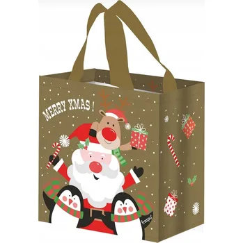 Nákupní taška EKO nákupní taška opakovaně použitelná Mikołaj z Reniferem 10L