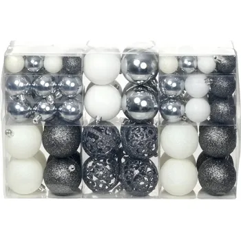 Vánoční dekorace Sada vánočních ozdob (baněk) 100 kusů 6 cm bílá/šedá