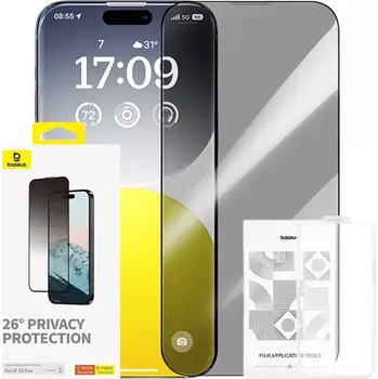 Ochrana soukromí Tvrzené sklo Baseus Diamond iPhone 15 Pro