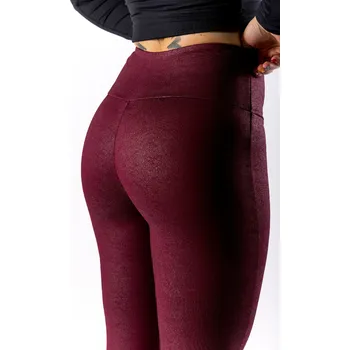 Dámské legíny GoldBee Legíny B2 Koženkové Bordo Barva: Bordo, Velikost: L