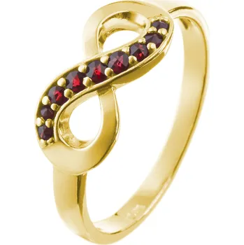 Prsten Stříbrný prsten s českým granátem, zlacený - nekonečno Velikost: 62