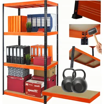 Dílenský regál Kovový regál do skladu, garáže, stojan HELIOS 180x100x30cm, 4 police, nosnost 275 kg PL