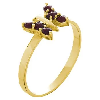 Prsten Stříbrný prsten s českým granátem, zlacený - zvíře - motýl Velikost: 49