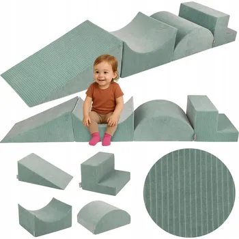 ostatní stavebnice Měkké STAVEBNICE ze žebrované látky Dětské Hřiště pro děti KiddyMoon PPZVS-214