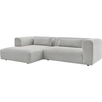 Pohovka Bobochic Paris Světle šedá manšestrová rohová pohovka Harry 273 cm, levá