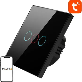 Centrální jednotka pro chytrou domácnost Smart Light Switch WiFi Avatto TS02-EU-B3 3 Way TUYA (black)