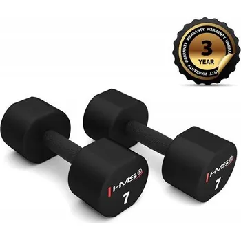 Potažené/pogumované činky s pevnou hmotností HMS 2x 7 kg