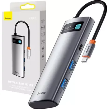 USB hub NoName Baseus dokovací stanice 7v1 USB-C (USB-C PD 100W, USB-C, 2x USB 3.0, HDMI, SD/TF port) šedá 6932172602635