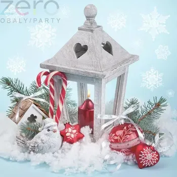 Papírový ubrousek Ubrousky 'Daisy' 33 x 33 cm 3N (20 ks) - (Vánoce) lucerna ve sněhu