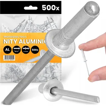Nýt 500x TRHACÍ NÝTY 4x18 mm HLINÍKOVÉ Ocelové Pozinkované NEREZOVÉ Nýt