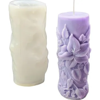 Forma na odlévání Silikonová forma na svíčku – válec s motivem lilií