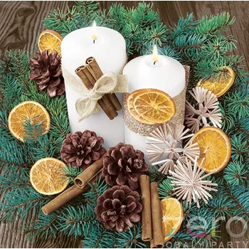 Papírový ubrousek Ubrousky 'Maki' 33 x 33 cm 3N (20 ks) - (Vánoce) svíčky se skořicí