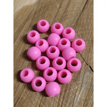 Korálek Plastové korálky matné s velkým průvlekem 10 ks 10x12 mm růžová