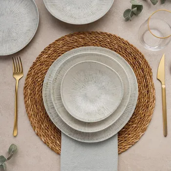 Jídelní sada 24 ks šedá/porcelán