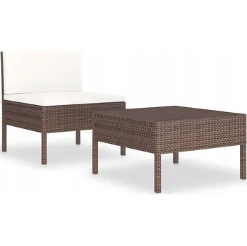 VidaXL 2dílná zahradní sedací souprava s polštáře, PE ratan, hnědá