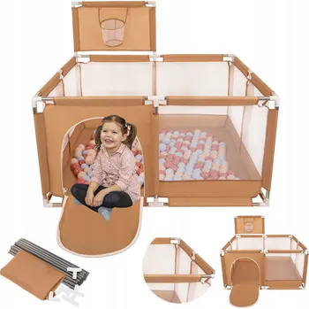 Dětská ohrádka HRACÍ OHRÁDKA S KOŠEM SUCHÝ BAZÉN PRO DĚTI + 200 MÍČKŮ