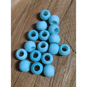 Korálek Plastové korálky matné s velkým průvlekem 10 ks 10x12 mm barva tyrkys