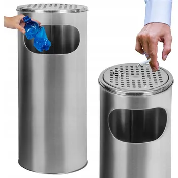 Odpadkový koš Popelník-koš Metlex kovový stříbrný 18 l 20 cm