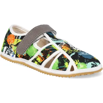 Dívčí bačkory Barefoot dětské přezůvky Jonap - Home Dino zelené Velikost: 26