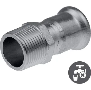 Instalatérský materiál KAN-therm Inox 304 Přechod nerezový lisovací s vnějším závitem pro topení 42 x 6/4" x 42 mm, profil "M", 1609045110