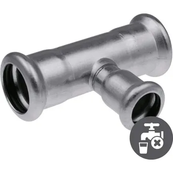 Instalatérský materiál KAN-therm Inox 304 T-kus nerezový lisovací redukovaný pro topení 22 x 15 x 22 mm, profil "M", 1609260134