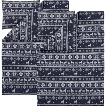 Povlečení LIVARNO® Sada fleecového ložního povlečení, 140 x 200 cm, 70 x 90 cm, tmavě modrá / bílá, 2dílná