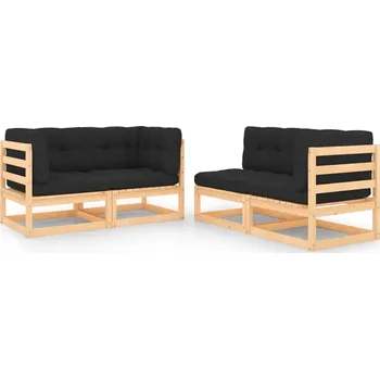 Zahradní nábytek z dřeva Vida, černý, set 4 ks