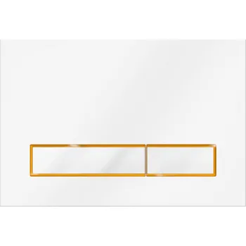 Splachovací tlačítko Splachovací tlačítko na WC Kk-Pol M08 V3 bílé se zlatým rámečkem tlačítek