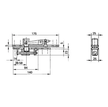 Přestavitelný čepový závěs GEZE, model C, pro kyvné dveře, ocel pozink