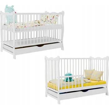 Dřevěná postýlka Bobas Julia Deluxe 60 x 120 cm bílá