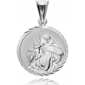 Přívěsek STŘÍBRNÝ MEDAILON SVATÝ ANTONÍN DIAMANTOVANÝ VELKÝ PŘÍVĚSEK