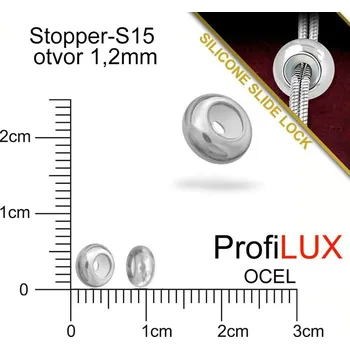 Materiál na výrobu šperku Stopper CHIRURGICKÁ OCEL ozn.-S15. velikost pr.6,0x3,0mm. Otvor 1,2mm.
