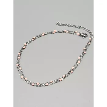 Náramek Ocelový náramek na nohu s meruňkovými korálky