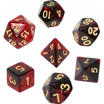Příslušenství k deskovým hrám Sada kostek REBEL RPG - Dvoubarevné - Karmínově černé