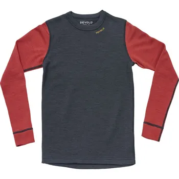 Chlapecké tričko Dětské funkční triko Devold Expedition Merino Shirt Jr Dětská velikost: 176 / Barva: modrá/červená