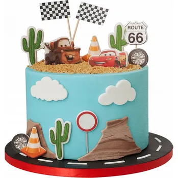Party dekorace Sada Dekorací na dort Auta, Cars 15 ks 2D